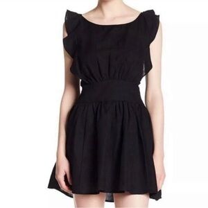 NWT Free People sz XS Chic Black Ruffle Sleeve Dress